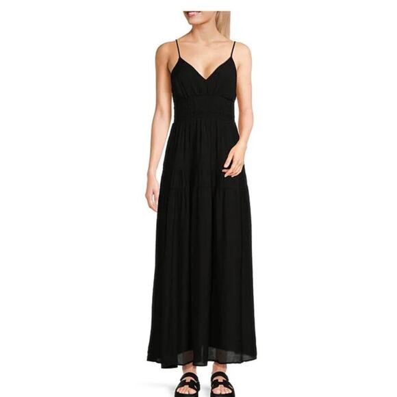 Blu Pepper V-Neck Spaghetti Strap Empire waist Maxi Dress Dark CottageCore Goth - Picture 1 of 13